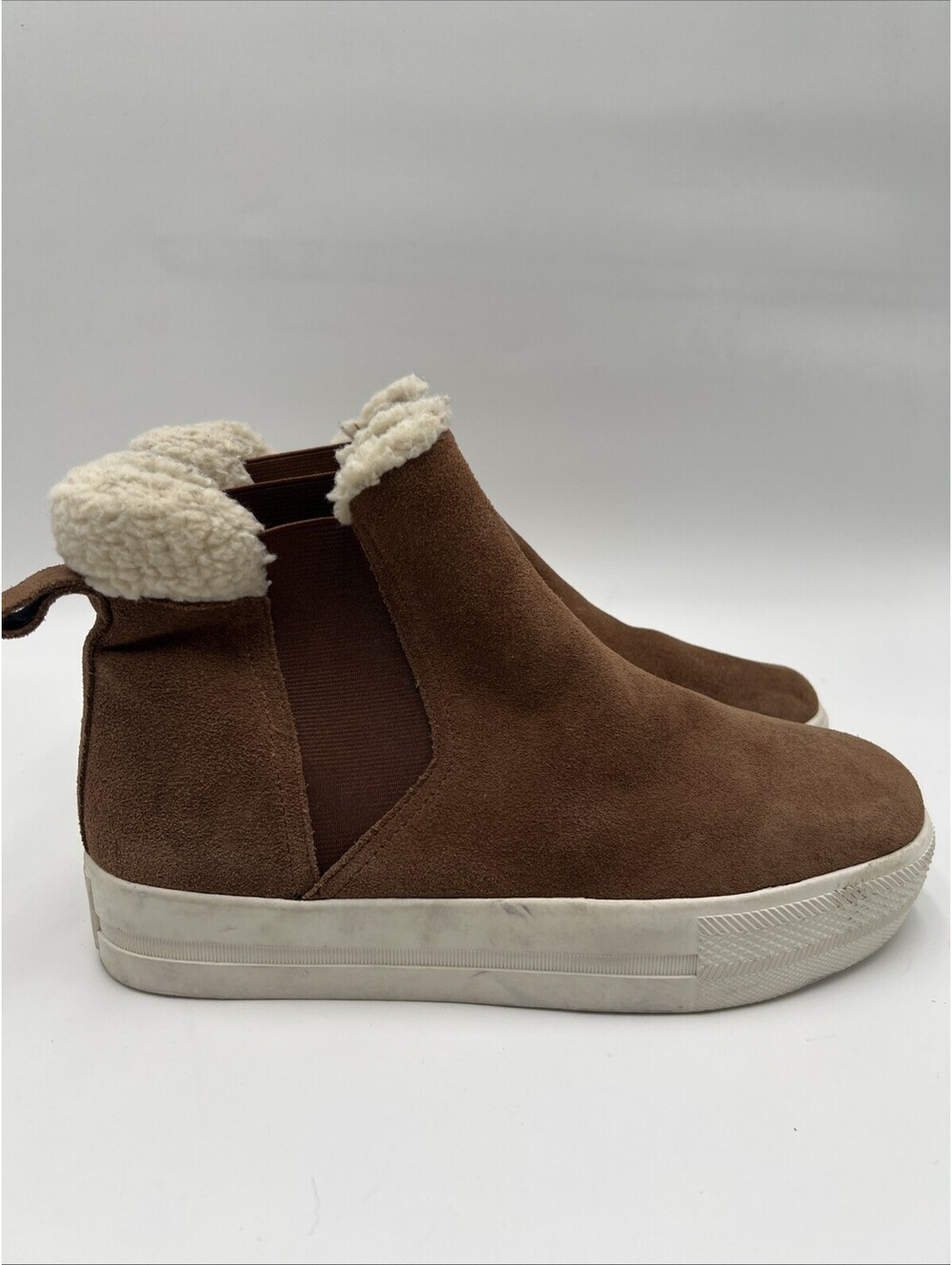 Saks Fifth Avenue "Justina" Faux Fur Slip-On Suede Sneaker Boot Size 9.5M